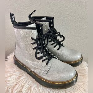 Dr. Martens Kids Silver Glitter Boots